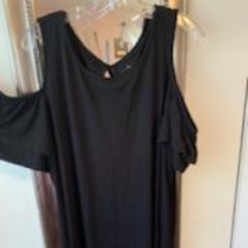Cold Shoulder Black Dress 2X